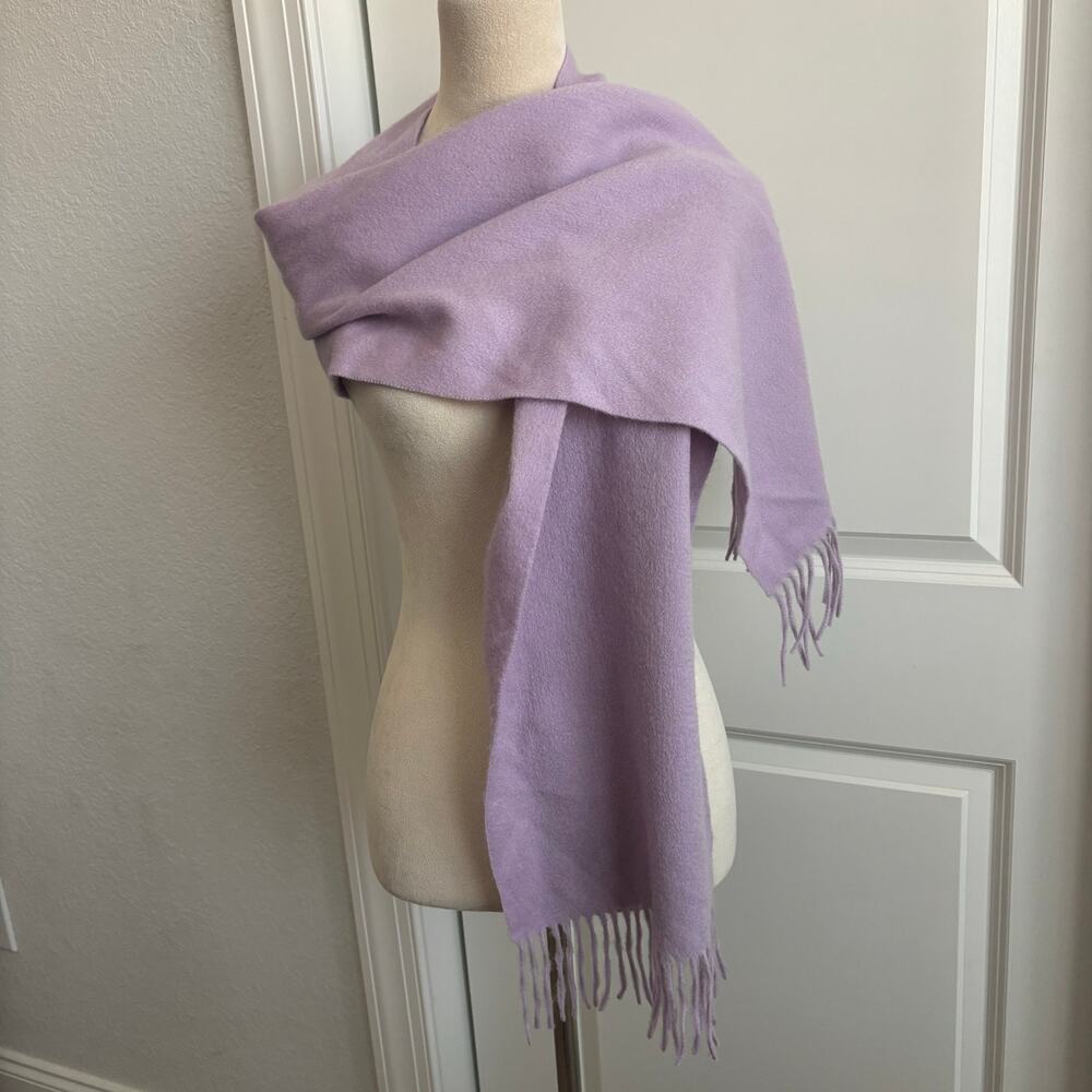100% Cashmere Lilac Purple Fringed Scarf